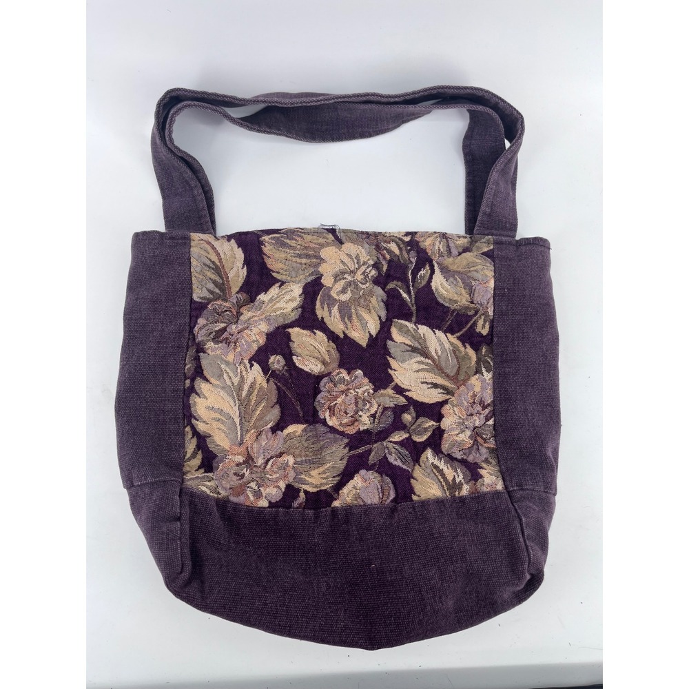 Vintage Floral Tapestry Canvas Tote Bag Purple Boho Shoulder Bag Handbag Tuscan
